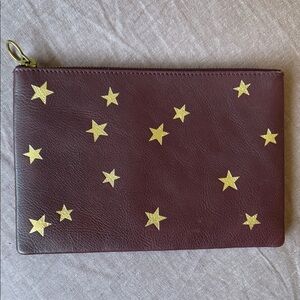 Madewell Wine color Clutch with Gold Stars
